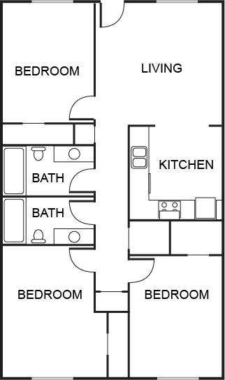 3 Bed + 2 Bath Floor Plan